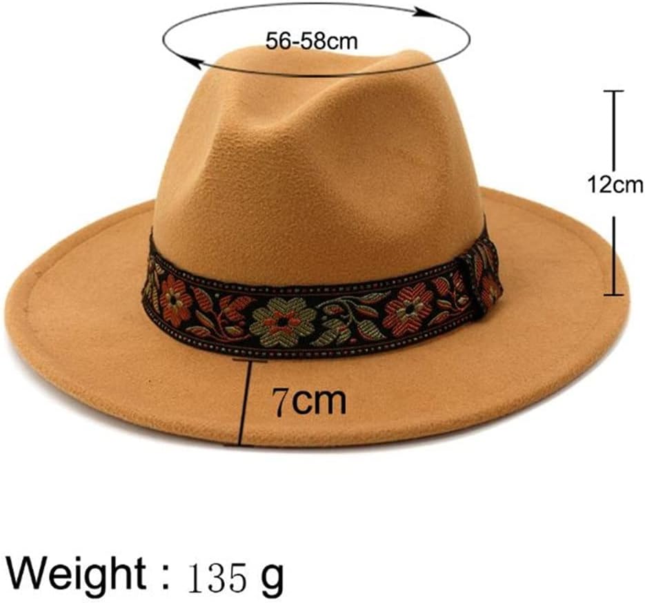 JSEIAJB Men Wool Fedora Hat Lady Winter Autumn Wide Brim Panama Sombrero Cap Woolen Vintage Trilby