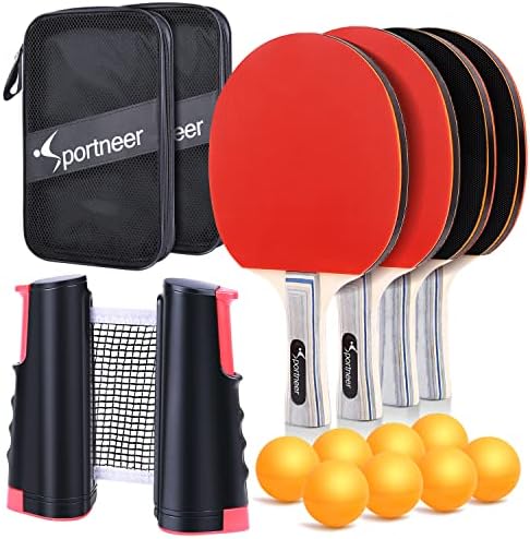 Ping Pong Set Premium con Racchette e Palline - Morbida Gomma Spugna per Giochi Professionali e Ricreativi