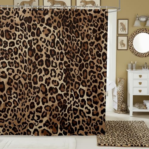 Leopard Print Shower Curtain Cheetah Safari Animal Bath Curtain Geometric Bathroom Shower Curtain Modern Abstract Pattern Bathroom Curtains Waterproof Cloth Fabric for Bathroom Decor 72 W x 72 L