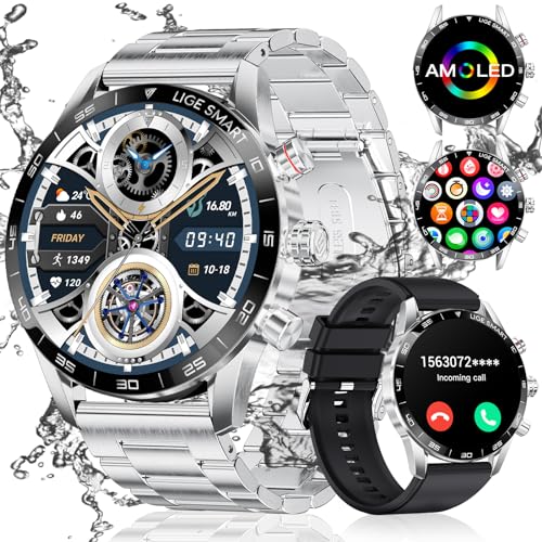 LIGE Smart Watch for Men Dial Answer Calls Voice Chat, 1.32" Full Touch Screen Fitness Tracker Watch with 24h Heart Rate Sleep Monitor, IP67 Waterproof Smartwatches for iPhone Android(Silver)…