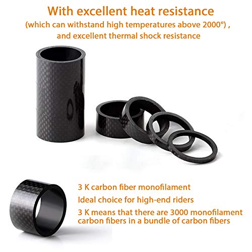 image for SANNIX 4 Pieces Bike Headset Spacers Bicycle Handlebar Carbon Fiber S