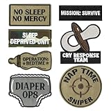 7Pcs Funny Daddy Mommy Tactical Patches with Hook and Loop Cute Pacifier Bottle Sew on Embroidered Applique Repair Emblem Patch Mother's Day Father's Day DIY Crafts Gift for Diaper Bags Lunch Bags Hat
