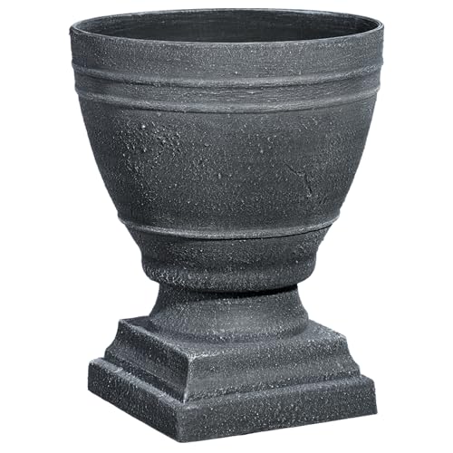 Classic Home and Garden Spartan Urn Planter - Timeless Plant Urn for Floral Displays - Durable Indoor & Outdoor Plastic Garden Planters (14”, Cast Iron)