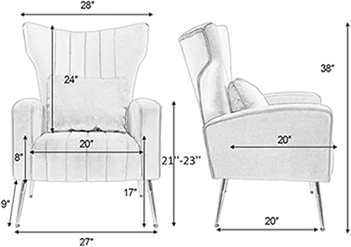 Miniatura 138 de Sillas modernas para sala de estar, sillón de terciopelo con almohada lumbar, sillas de dormitorio con respaldo alto, silla de tocador, silla de