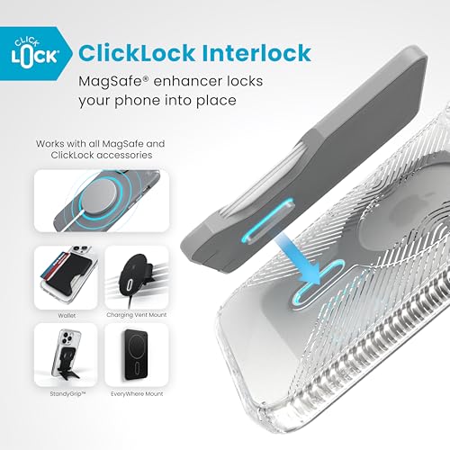 Image of Speck Clear iPhone 16 Pro Max Case MagSafe + ClickLock - Slim Phone Case iPhone 16 Pro Max - iPhone 16 Pro Max Phone Case - Presidio - Clear /Chrome