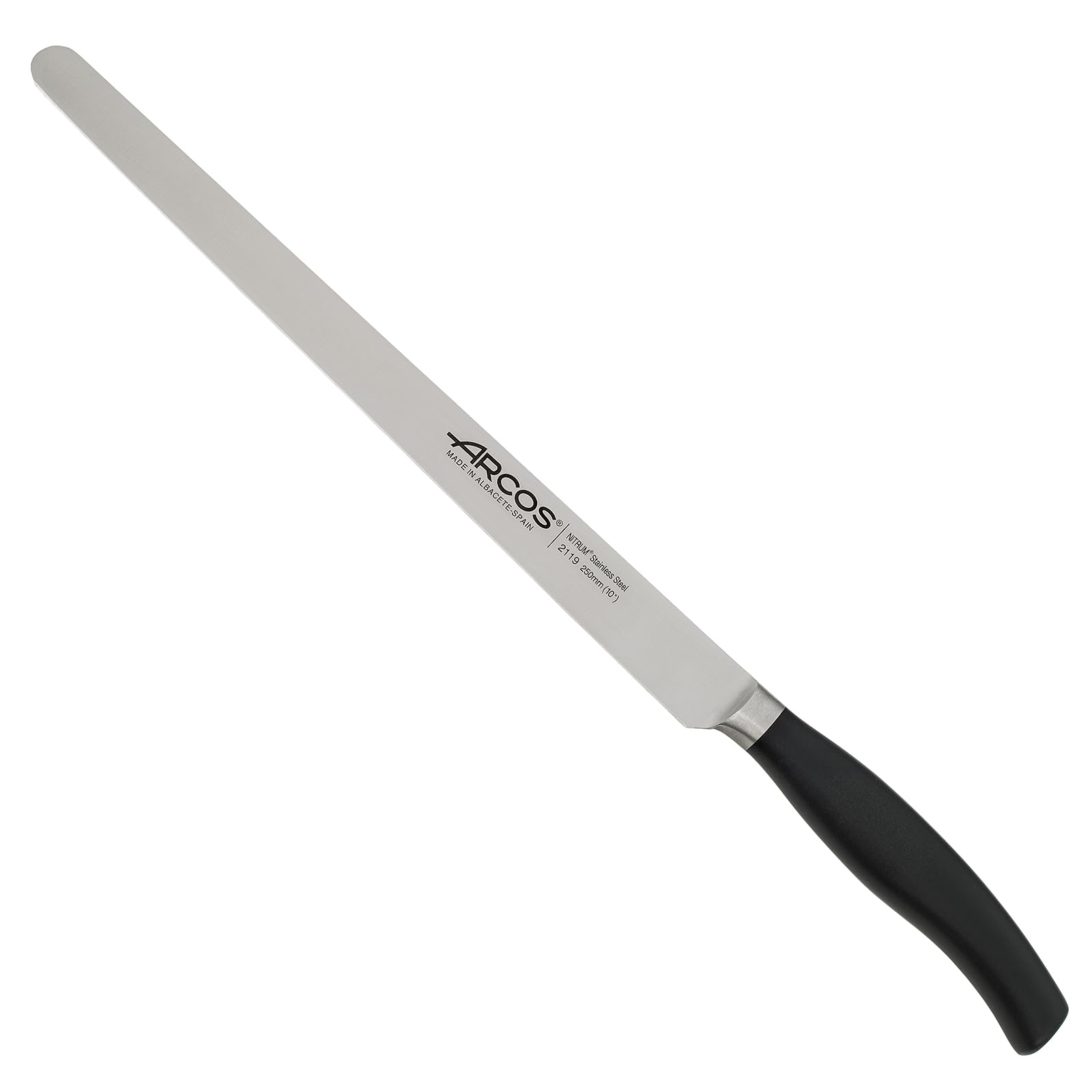 Arcos Couteau à Jambon Forgé 250 mm – Couteau de Cuisine Professionnel, Résistant à la Rouille et à la Corrosion, Lame Flexible et Bord Lisse – Couleur Noire, Série Clara