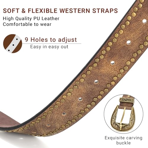 Western Belts for Women Men Vintage Men's Country Belt for Jeans Cowgirl Cowboy Christmas Gifts3