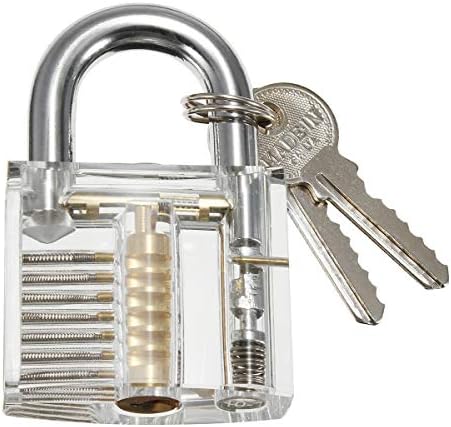 15 Pcs Lock Picking Kit Tools with Transparent Practice Training Padlock Lock, Broken Key Extraction Tool
