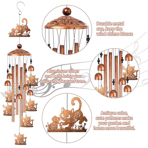 Cat and Mouse Wind Chimes for Outside, Pet Lover Gifts for Women Men Metal Windchimes Outdoors, Animal Home Garden Patio Yard Decor by Romart - Used condition - Image 2