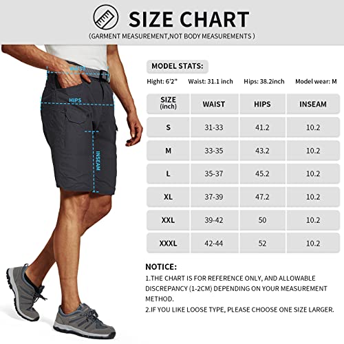 URBEST Tactical Shorts for Men Waterproof Breathable Quick Dry Hiking Fishing Cargo Shorts with Multi Pockets Black M
