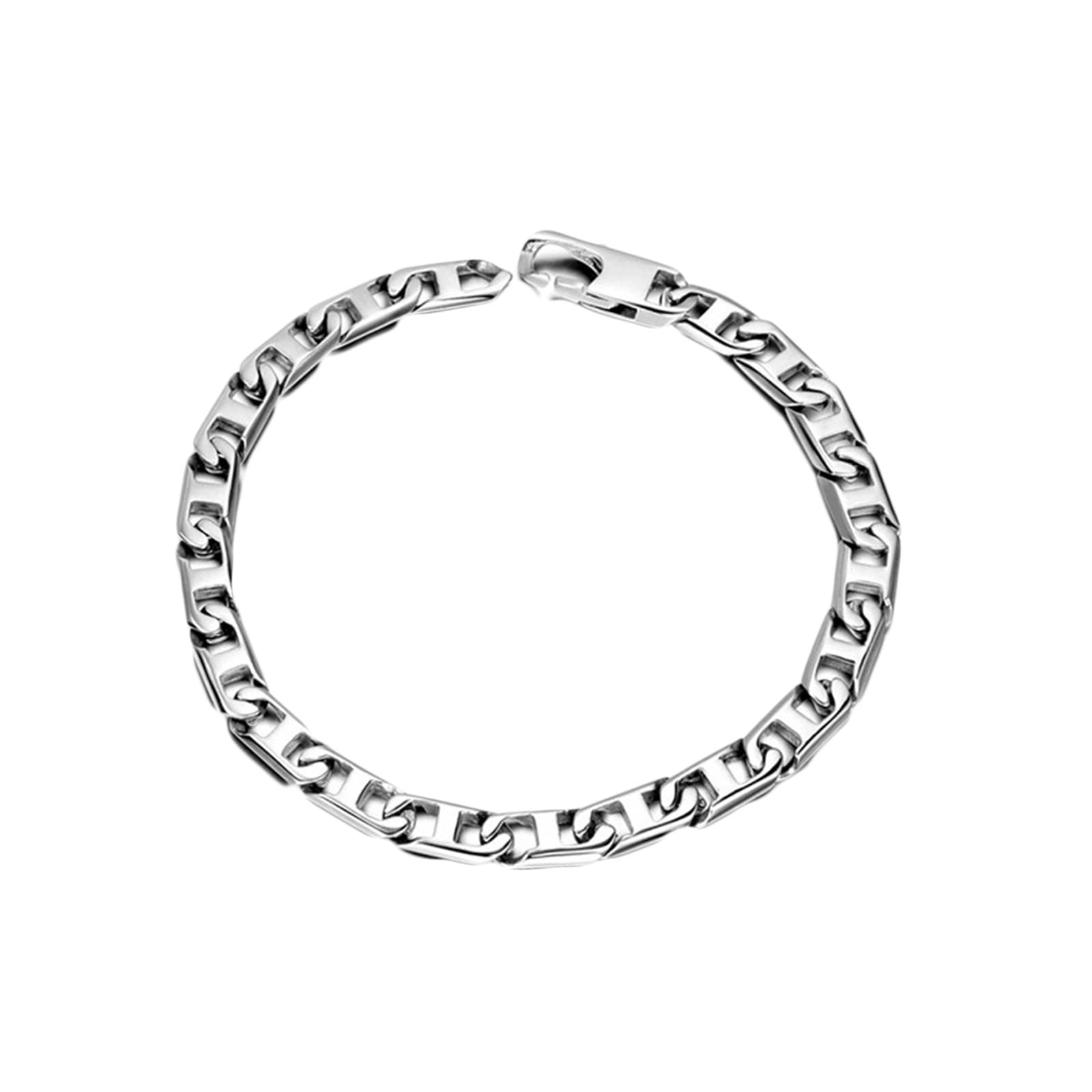 ANAZOZBrazalete Hombre Acero Inoxidable,Pulseras Hombre Punk Pulseras Hombre 20.5cm Pulseras 5.6 mm Pulsera de Plata para Hombre