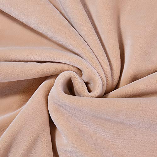 Colorxy Velvet Stretch Chair Covers For Dining Room, Soft Removable Long Solid Dining Chair Slipcovers Set Of 2, Beige #TOP5