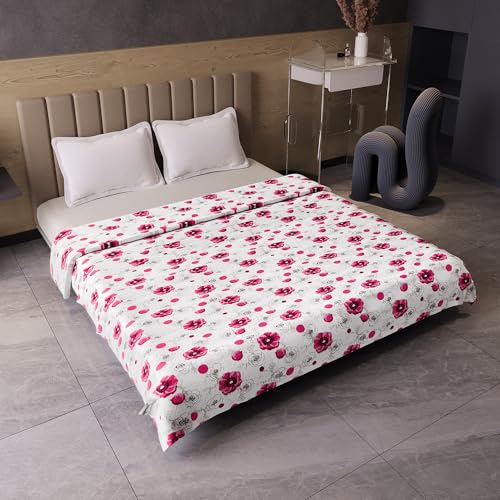 Image of Divine Casa Cotton Dohar Double Bed 220 x 205 cm, 120 GSM Lightweight Blanket, Soft Breathable Summer Quilt for AC and All Season Use