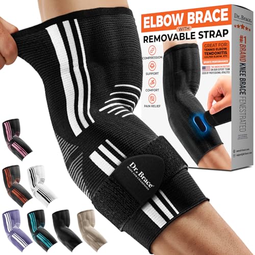 DR. BRACE® Elite Elbow Brace Support with Removable Strap for