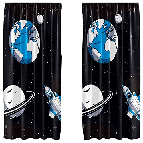 Cortinas opacas de microfibra 55 x 84 pulgadas Spaceship para salón y cuarto 2