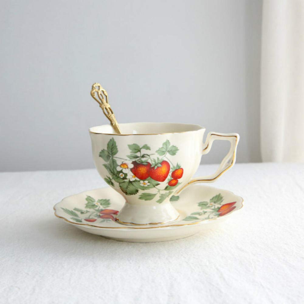 Ensemble de Tasses à thé en Relief avec cuillère et Soucoupe Tasses à Cappuccino en Porcelaine Ensemble de Tasses à café Blanches de 7 oz