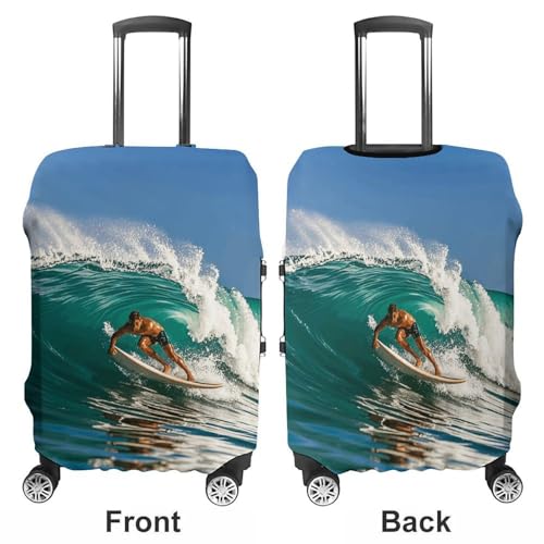 Carry on Luggage Cover Hawaiian Surfer on Wavy Suitcase Covers for Luggages Tsa Approved Travel Luggage Sleeve Protector Elastic Suitcase Protector Anti-Scratch Washable Fits 19-30 Inch Case -M3