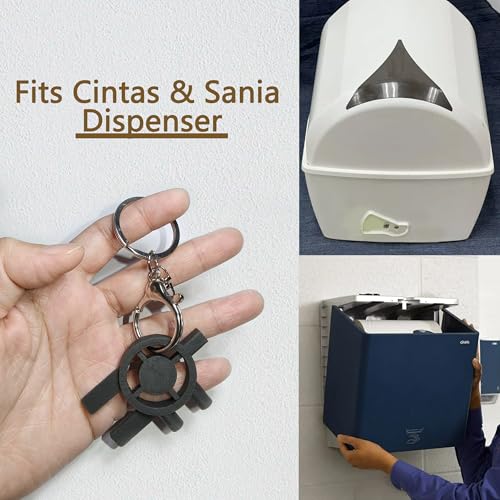 Image of 3PCS Paper Towel Dispenser Key Replacement for Cintas & Sanis Toilet Paper and Soap Dispensers with Key Rings,3-in-1 Tissue Box Key Accessories for Commercial Business Home Office School Maintenance