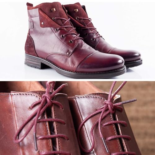 Image of VSUDO Waxed Round Dress Shoelaces, 1 /8 inch Thick Shoe Laces for Oxford or Dress Shoes (2 Pairs)