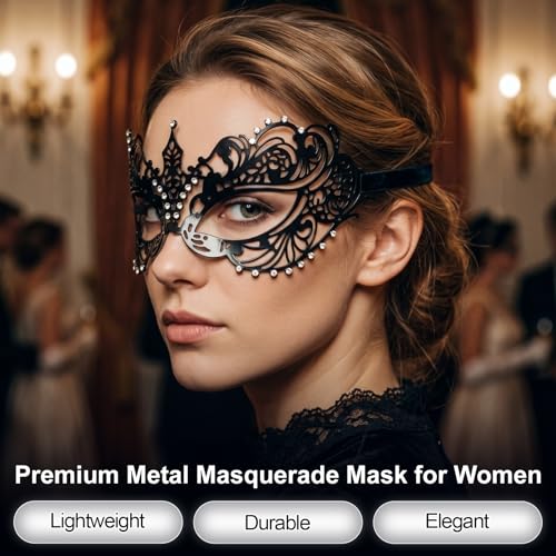 Image of Exlinonline Lace Masquerade Mask Elastic,Fit for Adult,Soft Gentle Material,Specially For Costume,Thememed Party
