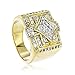 Men's Goldtone Iced Out Square & Diamond Shapes Finger Ring Sizes 7-12 (7) (D-519-7)