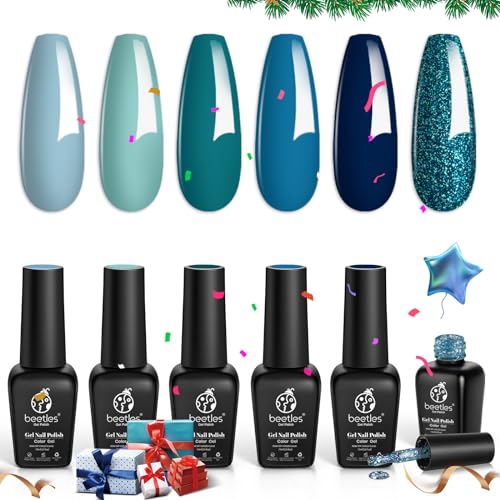 Beetles Blue Teal Gel Polish - Dark Navy Blue Colors Teal Turquoi...