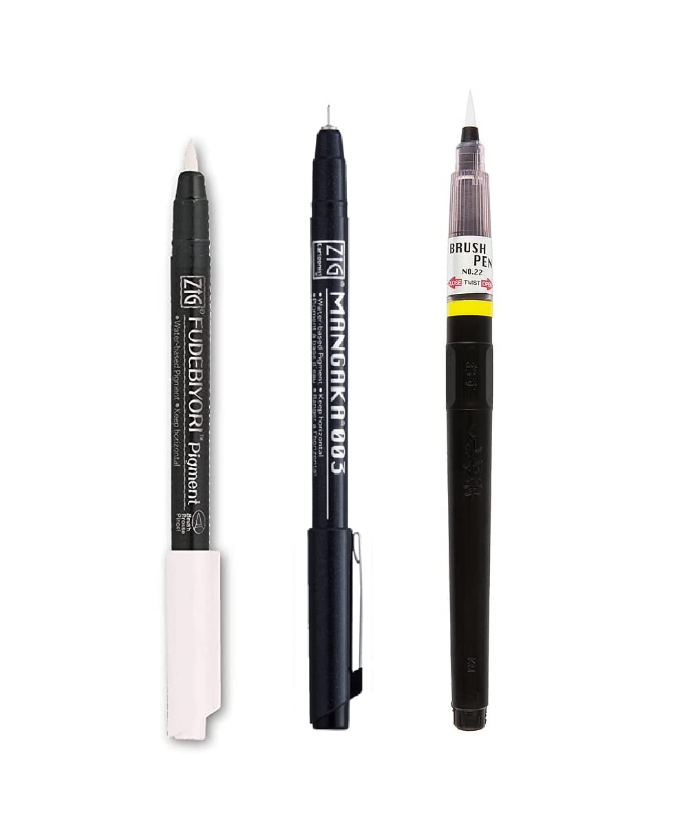 Zig KURETAKE Special Set, Illustration Basic Set, 2 Black Markers