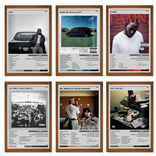 BBLKDZTX Kendrick Lamar Poster (Set of 6) Album Cover Posters Music Canvas Posters For Bedroom Aesthetic Wall Art Posters & Prints 08x12inch(20x30cm) Style-3