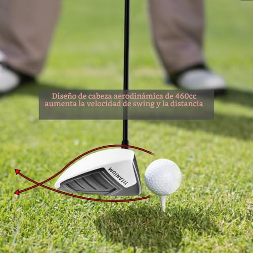 Miniatura 3 de Mazel Conductor De Golf De Titanio Para Hombre, Eje De Grafito De 45 Pulgadas, Flexible Regular, 460 Cc, Palos De Golf Para Diestros, Funda Para Cabeza Incluida