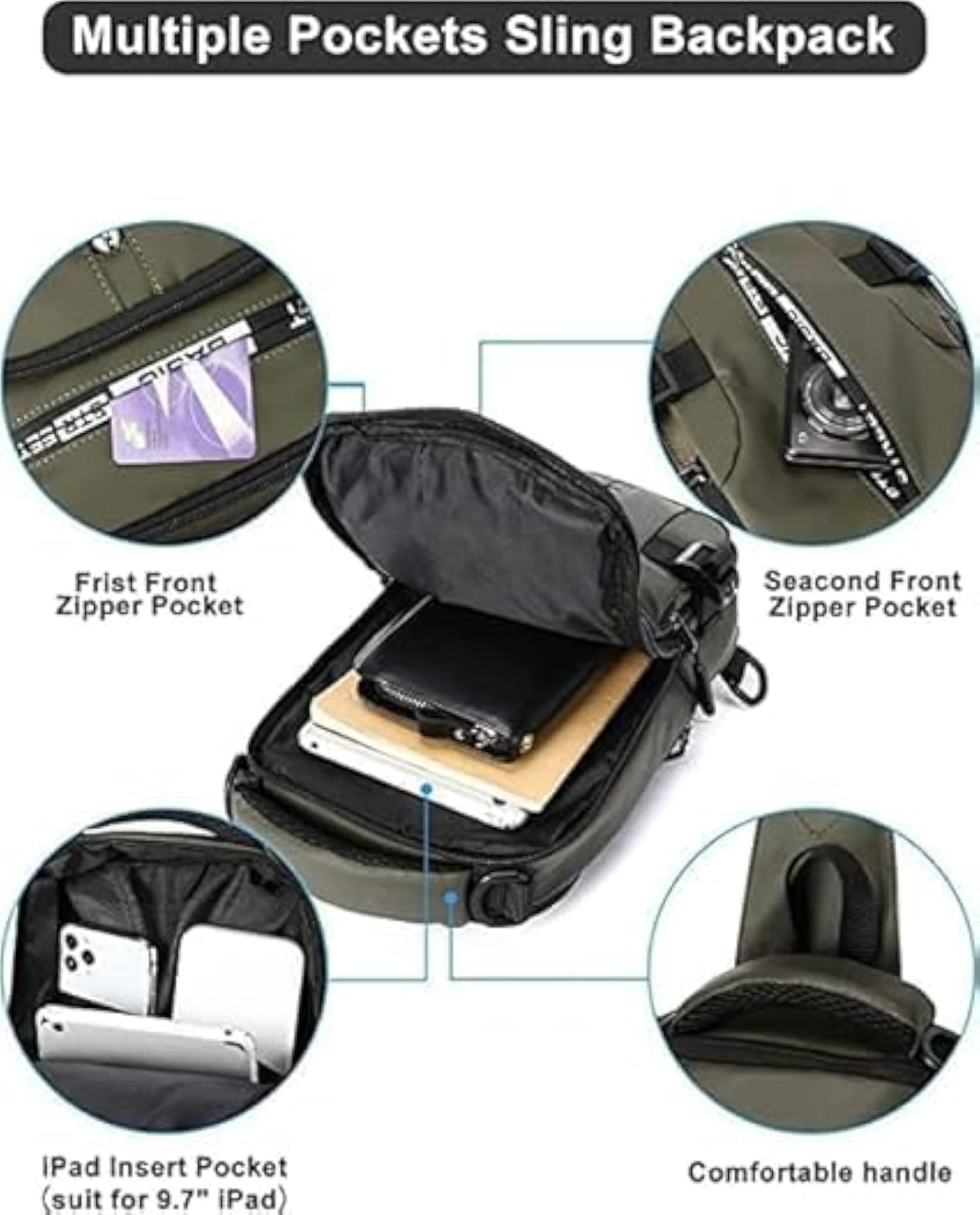Anti-Theft Sling Bag with USB Charging Port for Men & Women