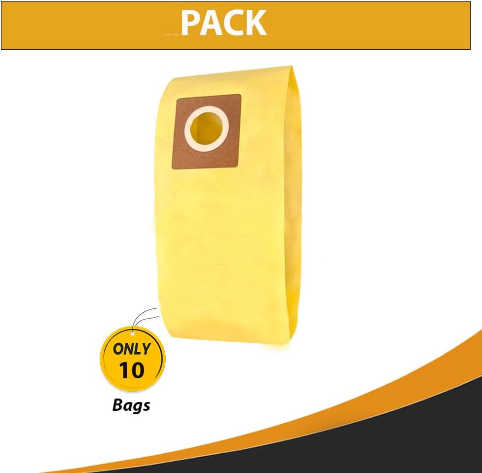 10 Packs AH10243 Disposable Vacuum Bag Replacement for Hoover Commercial CU2 Vacuum Cleaner CH54013 CH54015 CH54113 CH54115 Replace Part fits AH10243, Yellow