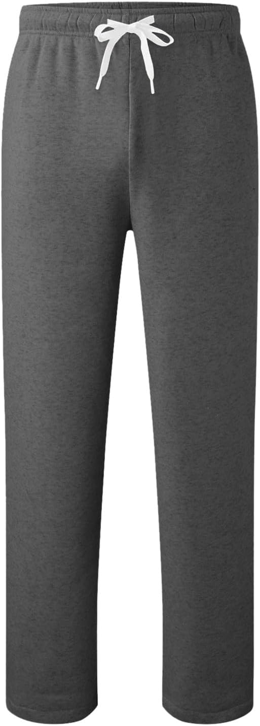 Wide Leg Baggy Sweatpants for Men Drawstring Tall Yoga Wide Legged Track Pants Solid Open Bottom Open Leg Joggers