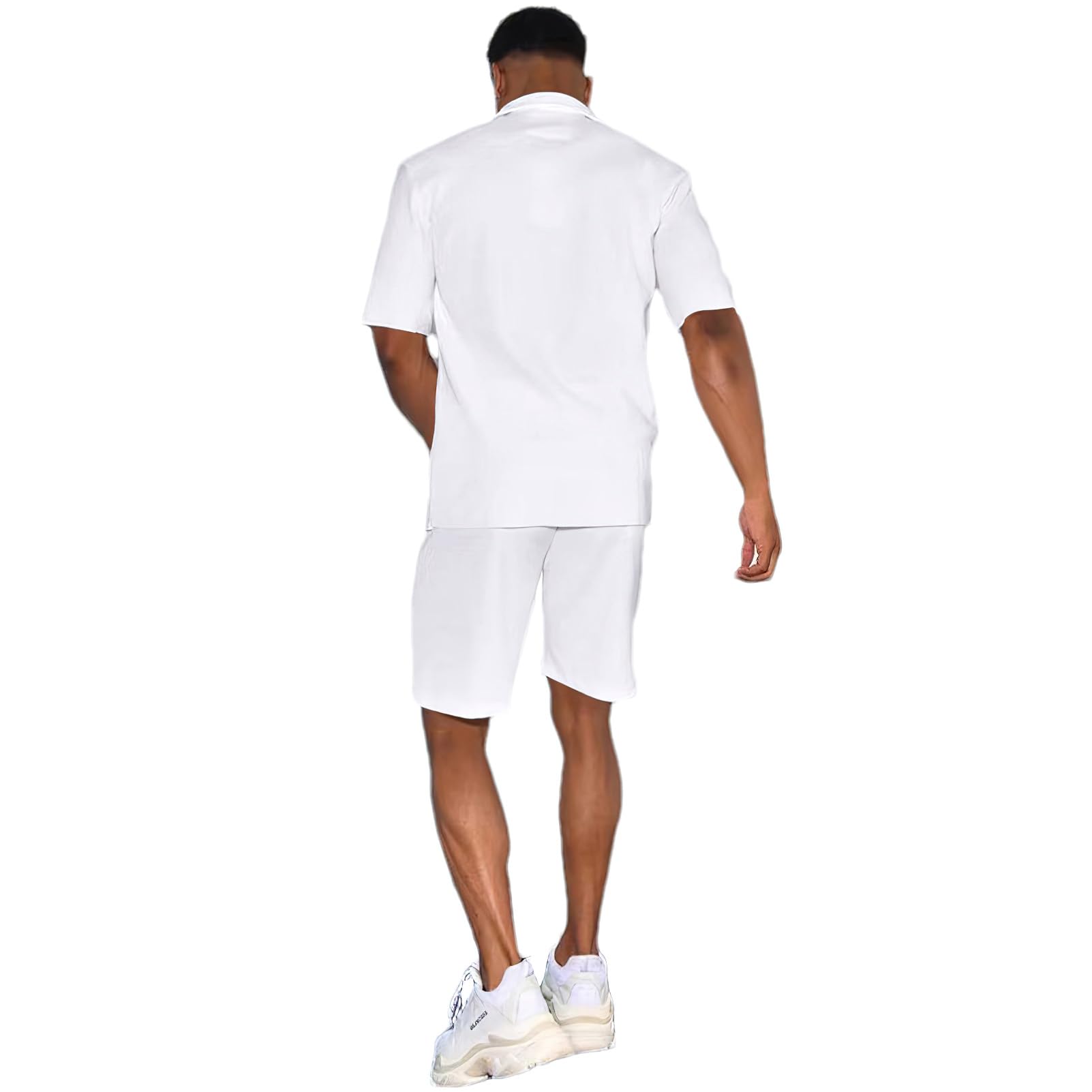 amropi Chándal Deportivo Manga Corta Camisa Botón Shorts Verano Conjunto