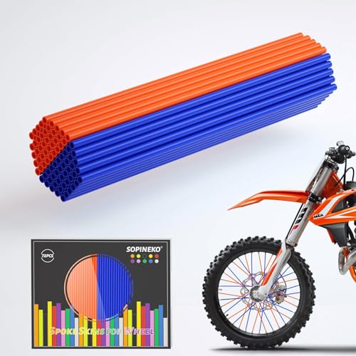 Image of 72Pcs Spoke Skins Covers Spoke Wraps Wheel Decoration for Motorcycle Bicycle Dirt Bike Wheelchair(Orange & Blue)