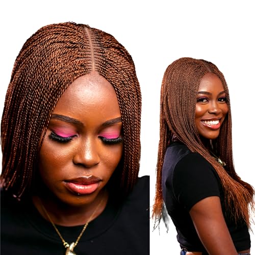 WOW BRAIDS Twisted Wigs, Micro Million Twist Wig - Color 30 - 18 Inches. Synthetic Hand Braided Wigs for Black Women.