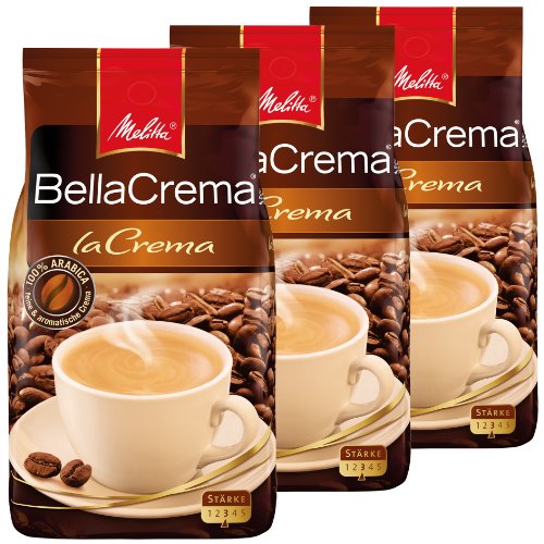Melitta café bella crema laCrema toda haba, media de granos de café, 3 Pack, 3 x 1000 G