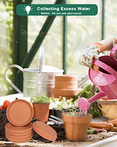 6 Inch Middle Terracotta Pot Plant Saucer - 6Pcs Middle Round Plant Pot Saucers, Middle Clay Plant Tray Perfect For 5 Inch 5.5 Inch 6 Inch Flower Pot With Drainage Hole And Great For Indoor Or Outdoor #TOP2