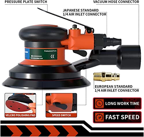 ATAAY Buffer Pneumatischer Handschleifer mit Luftschleifer, 125 mm / 150 mm Vakuum-Exzenter-Polier-/Schleifmaschine, pneumatische Werkzeuge für Boot, Auto-Polieren und Wachsen, effizien – Bild 4