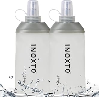INOXTO Soft Flask,Collapsible Soft Water Bottles for Hydration Vests and Running Packs, Soft Flask Running Bottles for Hiking Cycling(250/500 ml) (2 PCS SMALL)
