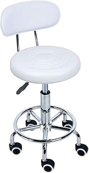 Rolling Stool with Wheels -Backrest -Adjustable Hydraulic Chair for Beauty/Salon/Spa/Tattoo/Massage/Clinic/Office/Art StudioWhite,Height 17.7224.02in ...