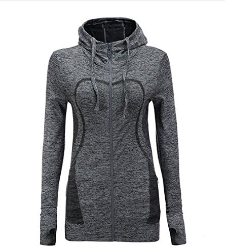 HIYAGON Lightweight Active Performance Full-Zip Hoodie Jacket GreyXXL