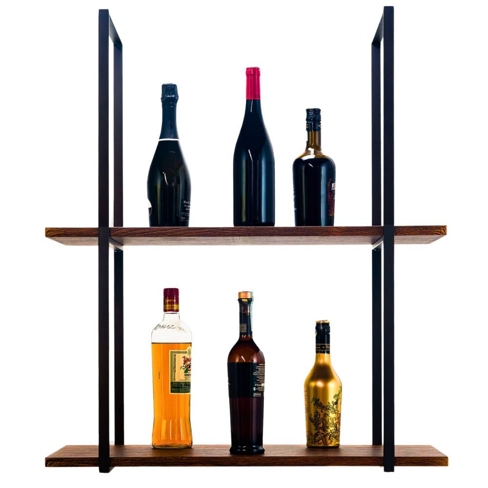 yelloo - Hängeregal für die Wand, Küchenregal, Deckenregal Zur Präsentation Von Wein, Flaschenhalter, Für Küche mit Kochinsel, Bar, Restaurant (BAR SHELF 75 cm, Braune/Walnüsse)