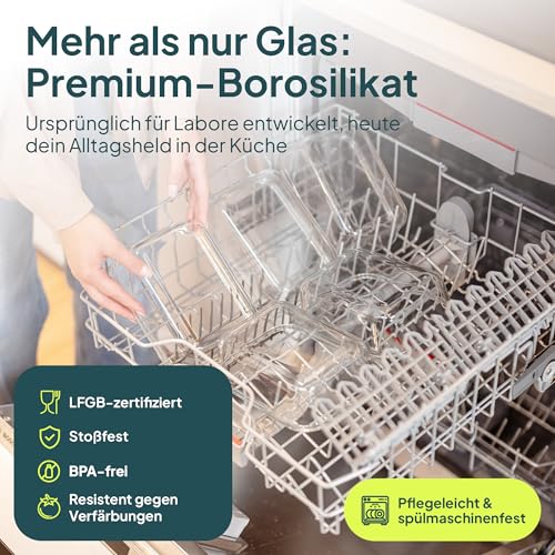 uandu Glasbehälter mit Deckel, 10- teilig, Borosilikatglas mit Deckel, Meal prep Gläser, Frischhaltedosen Glas mit Deckel, Glasdosen mit Deckel Set, Meal prep Boxen Glas (5 Behälter, 5 Deckel) 6