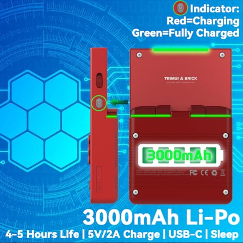 Image of FINGEREVO Trimui Brick Handheld Game Console 3.2 inch 1024 * 768 IPS Screen 3000mAh Trimui Brick Opensource System with Portable Case and Screen Protector Red