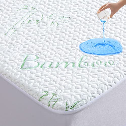 GOONIK King Mattress Protector, Breathable Bamboo Viscose Waterproof King Size Mattress Pad Cover with 6-18 inches Deep Pocket