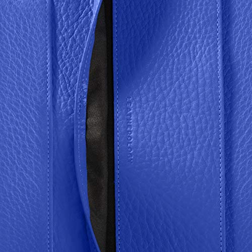 Leatherology Electric Blue Left-Handed Compatible Full Grain Leather Executive Zippered Portfolio | Professional Business Padfolio Folder | Includes Letter Sized Notepad #TOP5