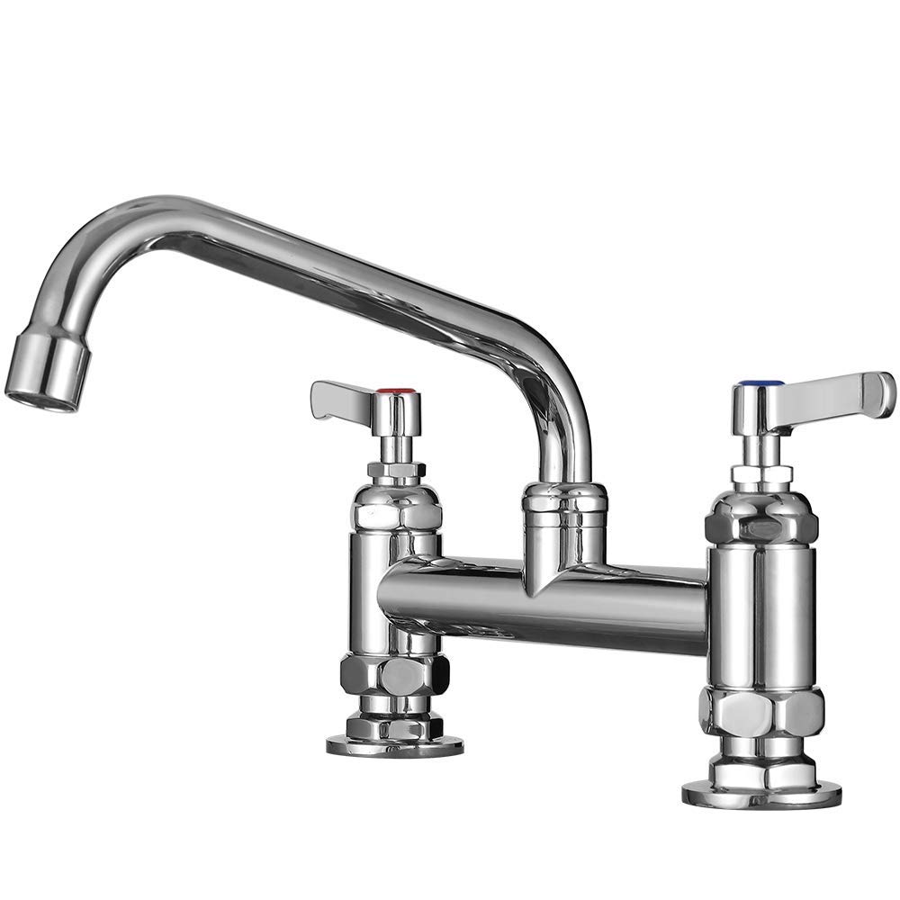 FCXWEVR Commercial Kitchen Faucet with 7" Center Tap and 8" Swing Nozzle Deck Mount Sink Mixer