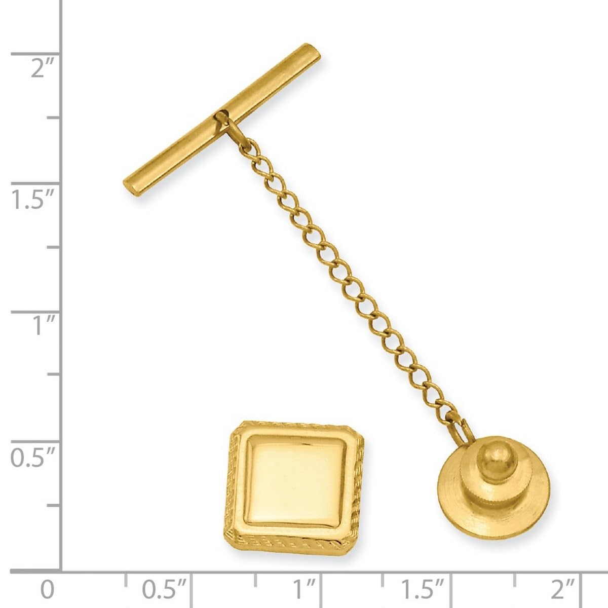 Krawattennadel für Herren, vergoldet, massiv, poliert, gravierbar (nur Vorderseite), quadratisch, 12 x 12 mm