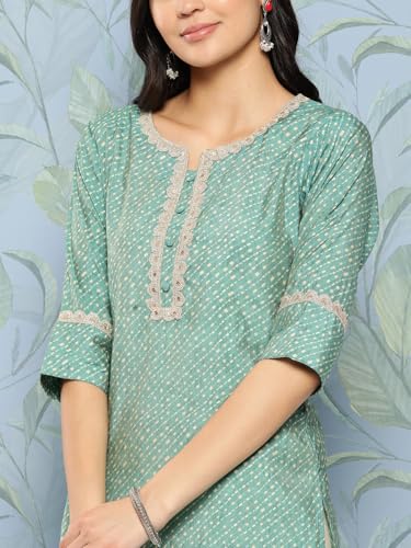 Image of Libas Women's Silk Printed Straight Kurtas Suit