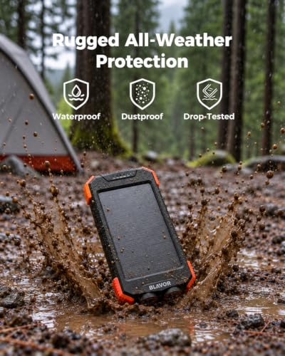 BLAVOR Solar Power Bank 10,000mAh Portable Wireless Charger for Cell Phones - Image 5